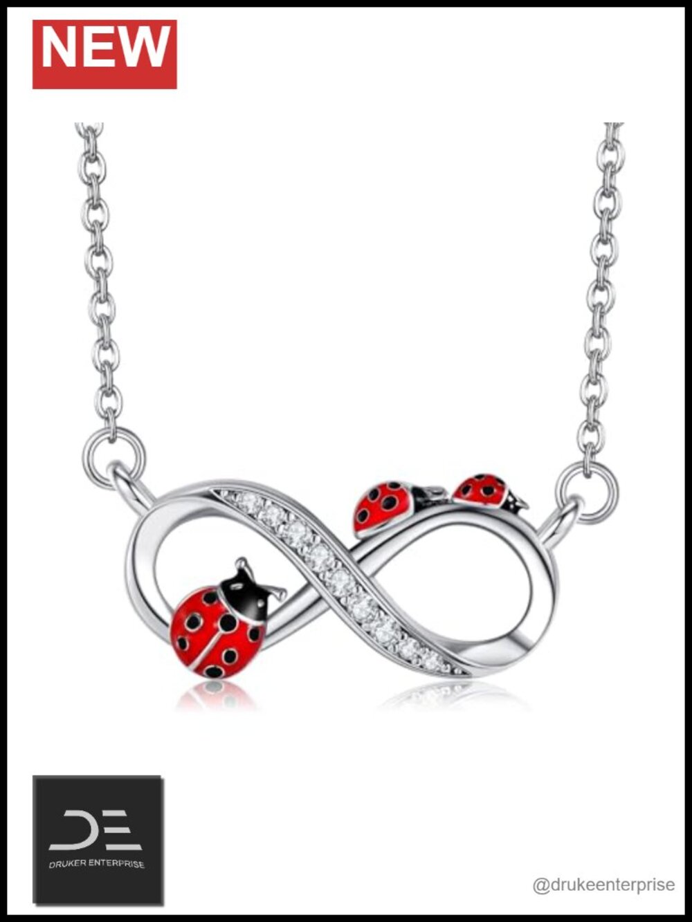 925 Sterling Silver Ladybug Pendant Necklace Infinity Symbol Jewelry for Women